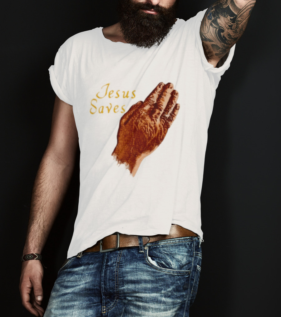 Jesus Saves Praying Hands Religious Faith Christian T-Shirt