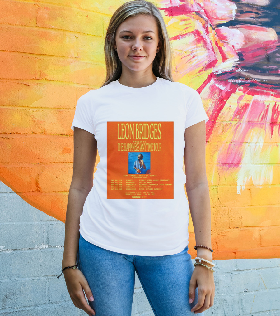 Leon Bridges Presents The Happiness Anytime Tour 2026 With Special Guests Australia Dates T-Shirt