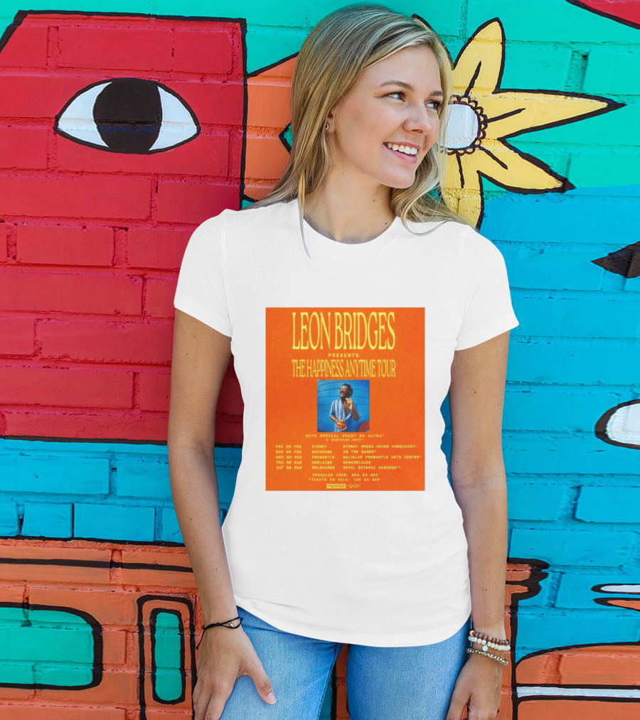 Leon Bridges Presents The Happiness Anytime Tour 2026 With Special Guests Australia Dates T-Shirt