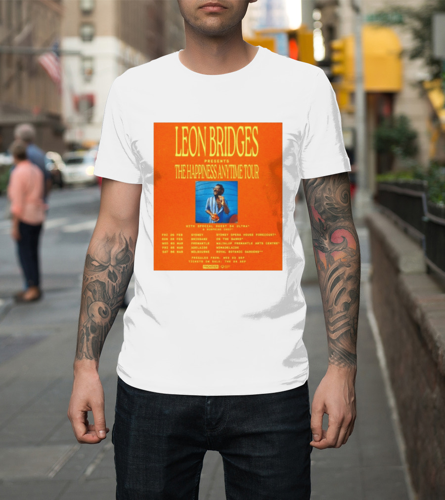 Leon Bridges Presents The Happiness Anytime Tour 2026 With Special Guests Australia Dates T-Shirt