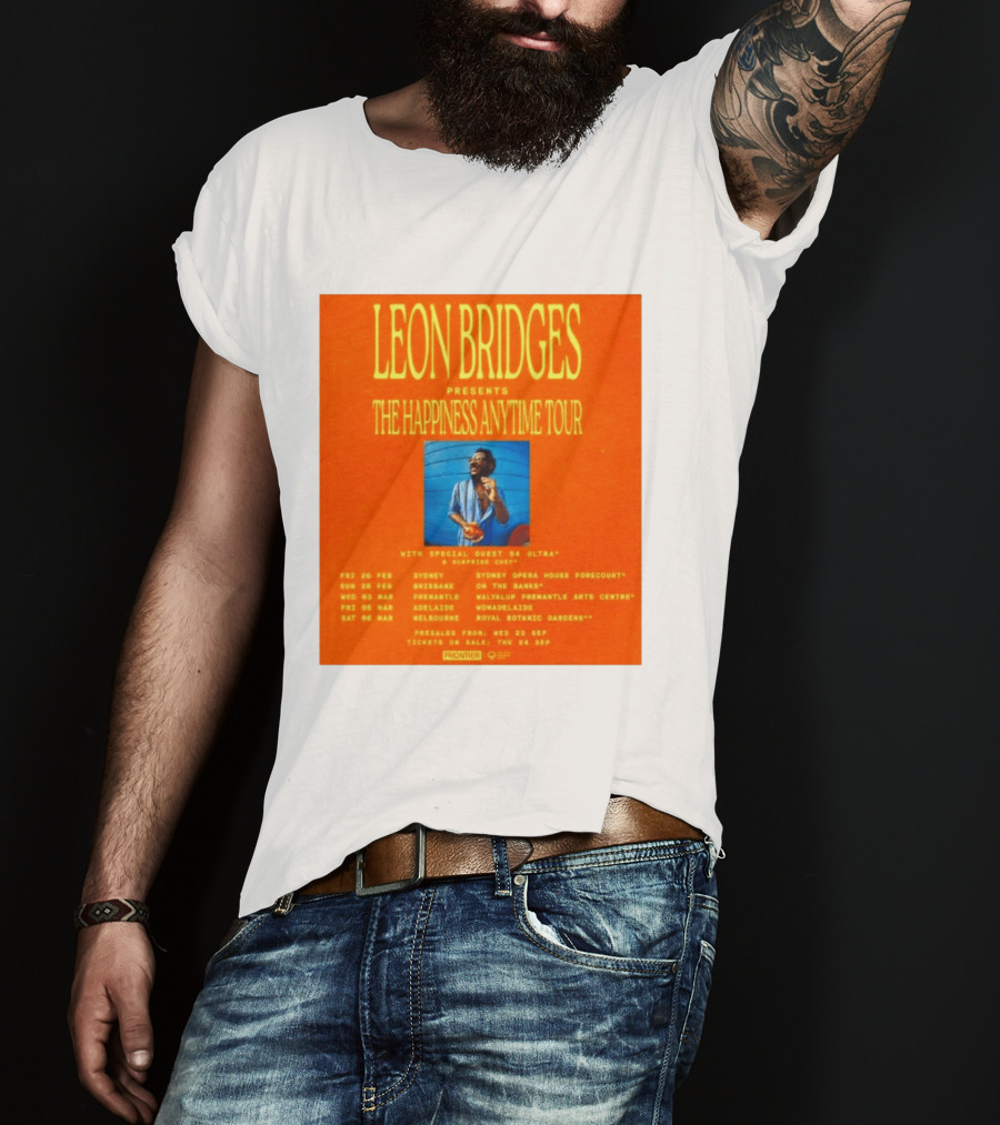 Leon Bridges Presents The Happiness Anytime Tour 2026 With Special Guests Australia Dates T-Shirt
