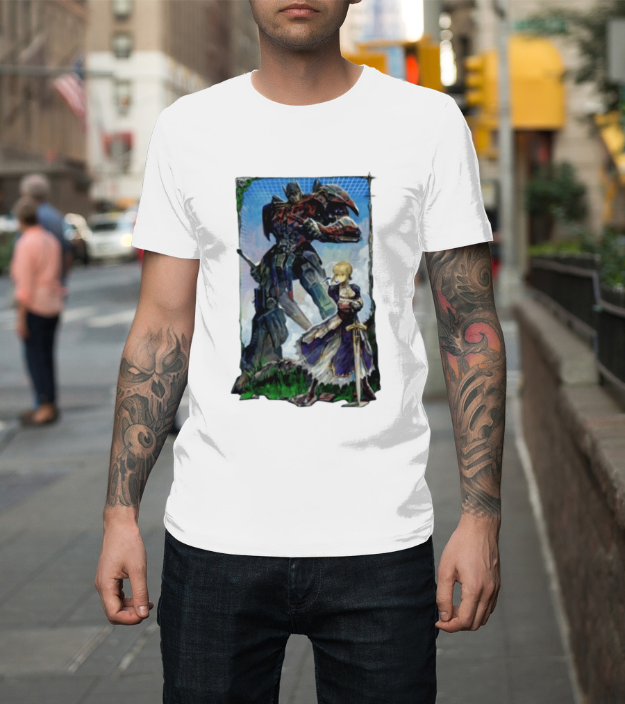 Optimus Prime Transformers With Saber Fate Stay Night Anime T-Shirt