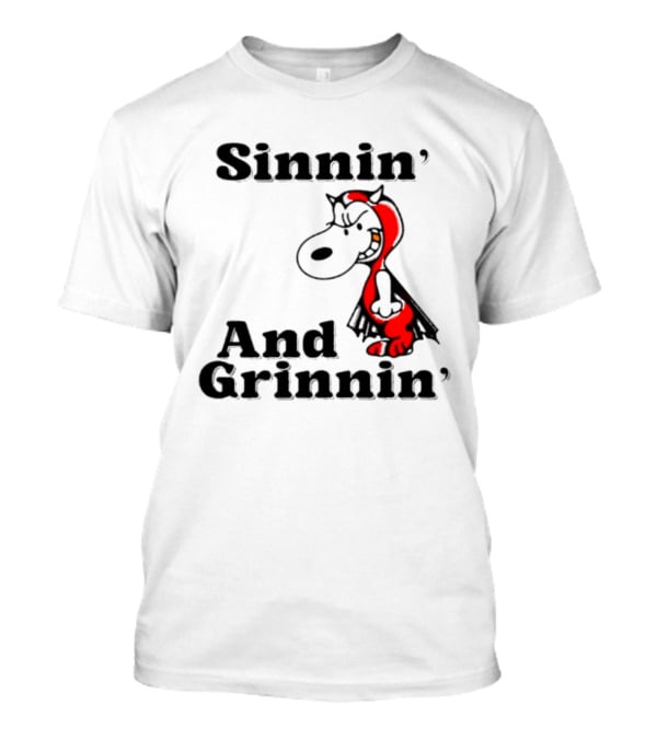 Sinnin' And Grinnin' Snoopy Devil Peanuts Cartoon T-Shirt