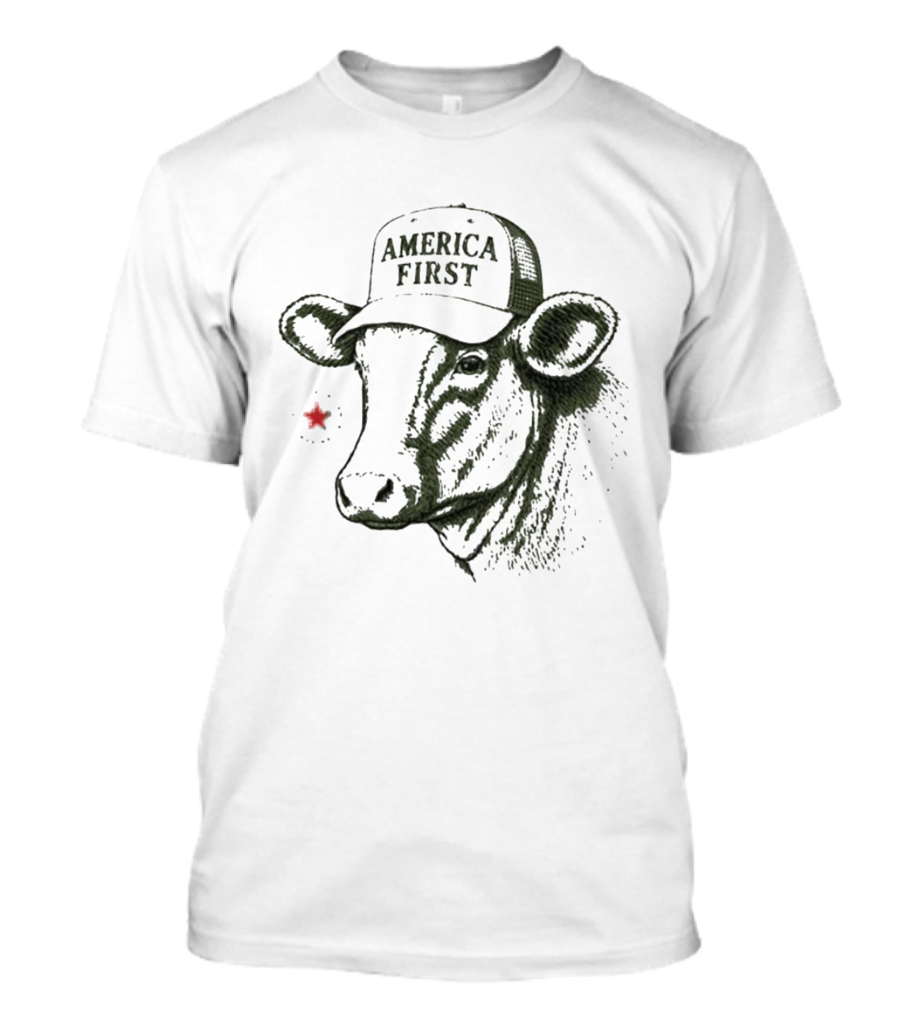 America First Hat Cow Star T-Shirt
