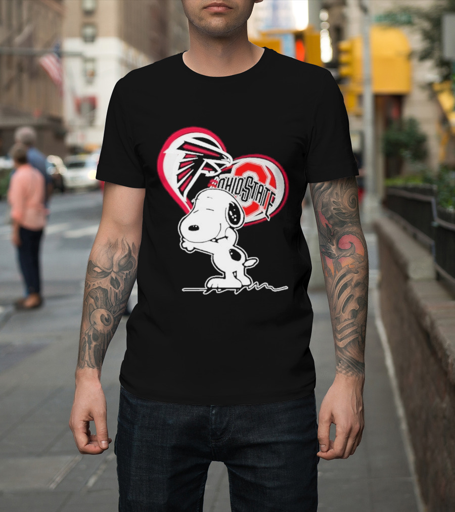 Atlanta Falcons Ohio State Buckeyes Snoopy Peanuts Heart T-Shirt