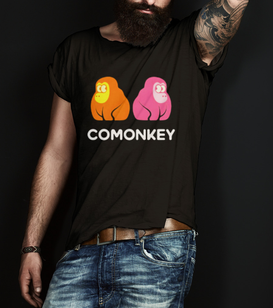 Comonkey Orange Pink Gorilla Ape Minimalist T-Shirt