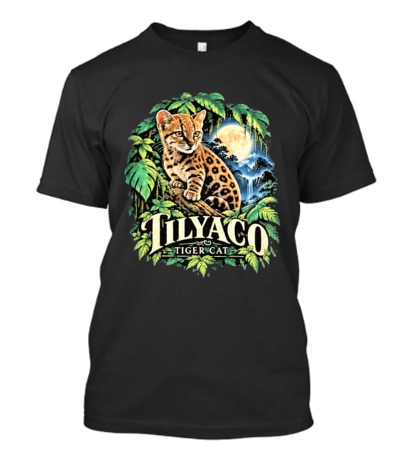 Tilyaco Tiger Cat Jungle Moonlit Scene T-Shirt