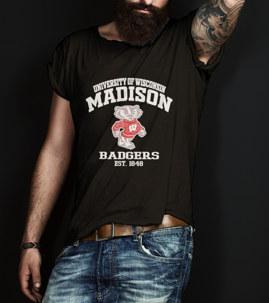 University Of Wisconsin Madison Badgers Est 1848 Vintage Bucky Badger Sweater T-Shirt