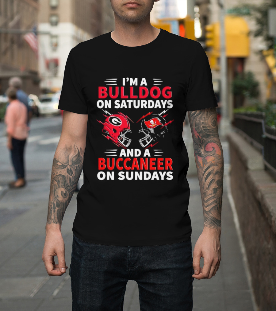 Georgia Bulldogs Saturday Tampa Bay Buccaneers Sunday Football Helmets T-Shirt