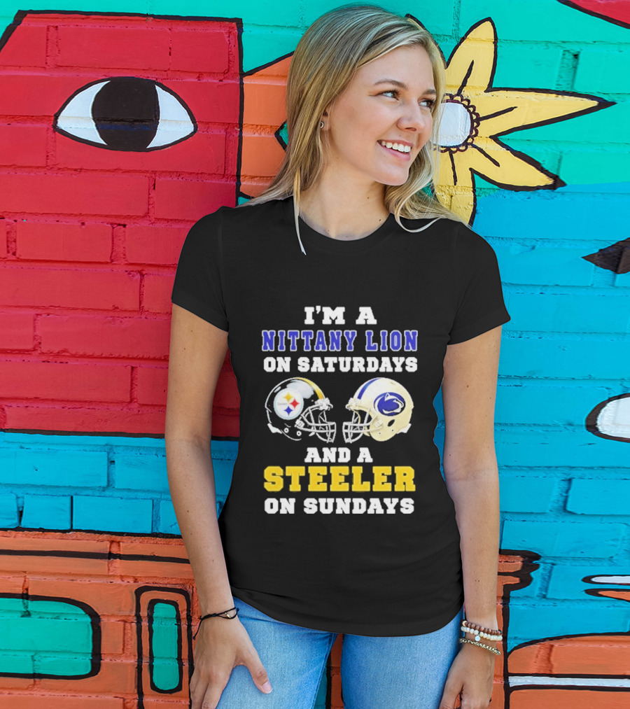 I'm A Nittany Lion On Saturdays And A Steeler On Sundays Football Helmet T-Shirt