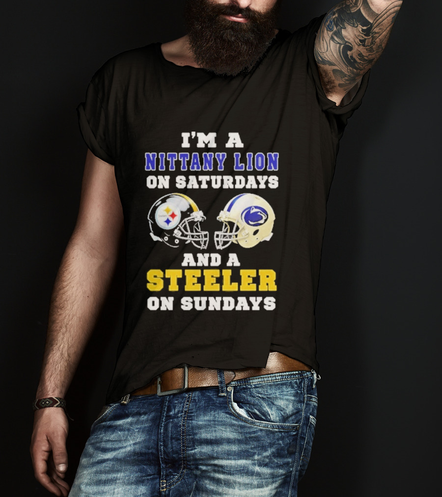 I'm A Nittany Lion On Saturdays And A Steeler On Sundays Football Helmet T-Shirt