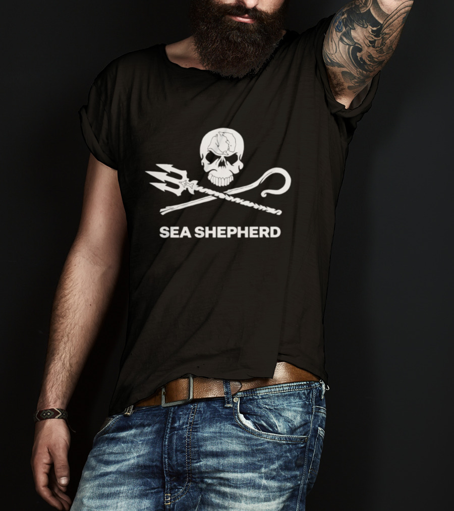 Sea Shepherd Jolly Roger Skull And Crossbones Trucker Hat T-Shirt