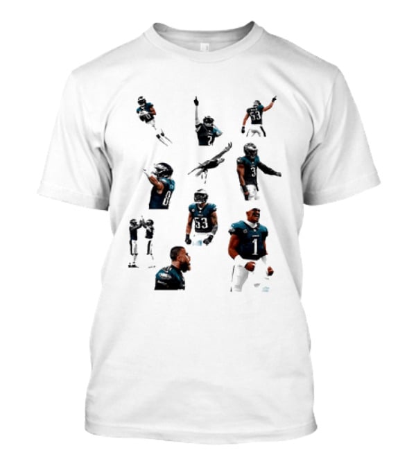 Philadelphia Eagles Dynamic Player Collage Football Action Moments T-Shirt