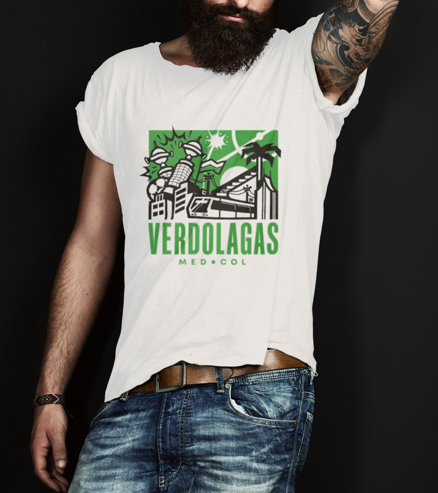 Verdolagas Med Col Medellín Paisa Culture Soccer Skyline Palm Trees T-Shirt
