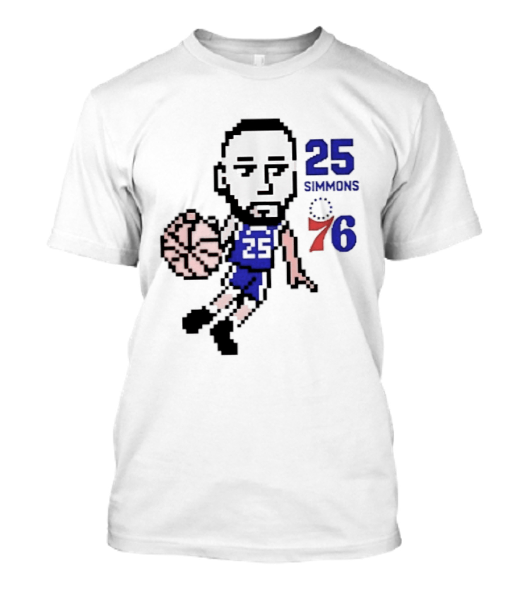 Ben Simmons 25 Philadelphia 76ers Pixel Art With Basketball T-Shirt