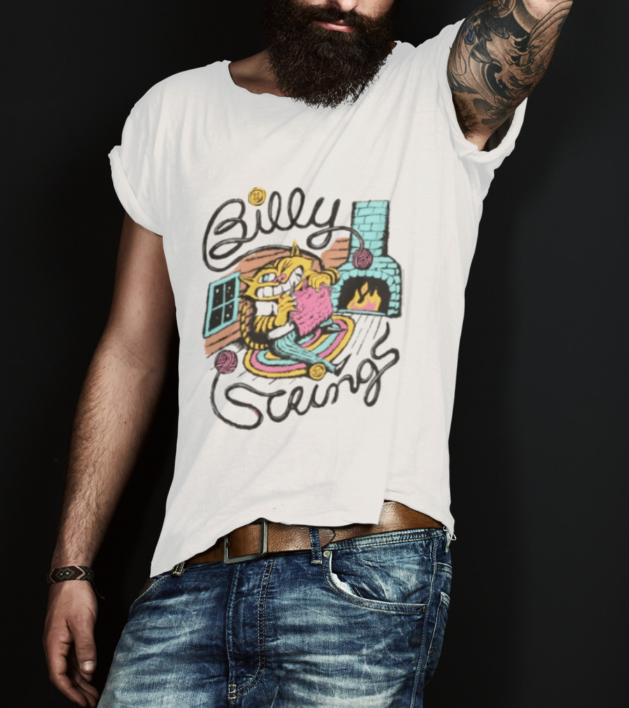 Billy Strings Store Yarn Ladies Nathan Hardyman Cat Knitting By Fireplace T-Shirt
