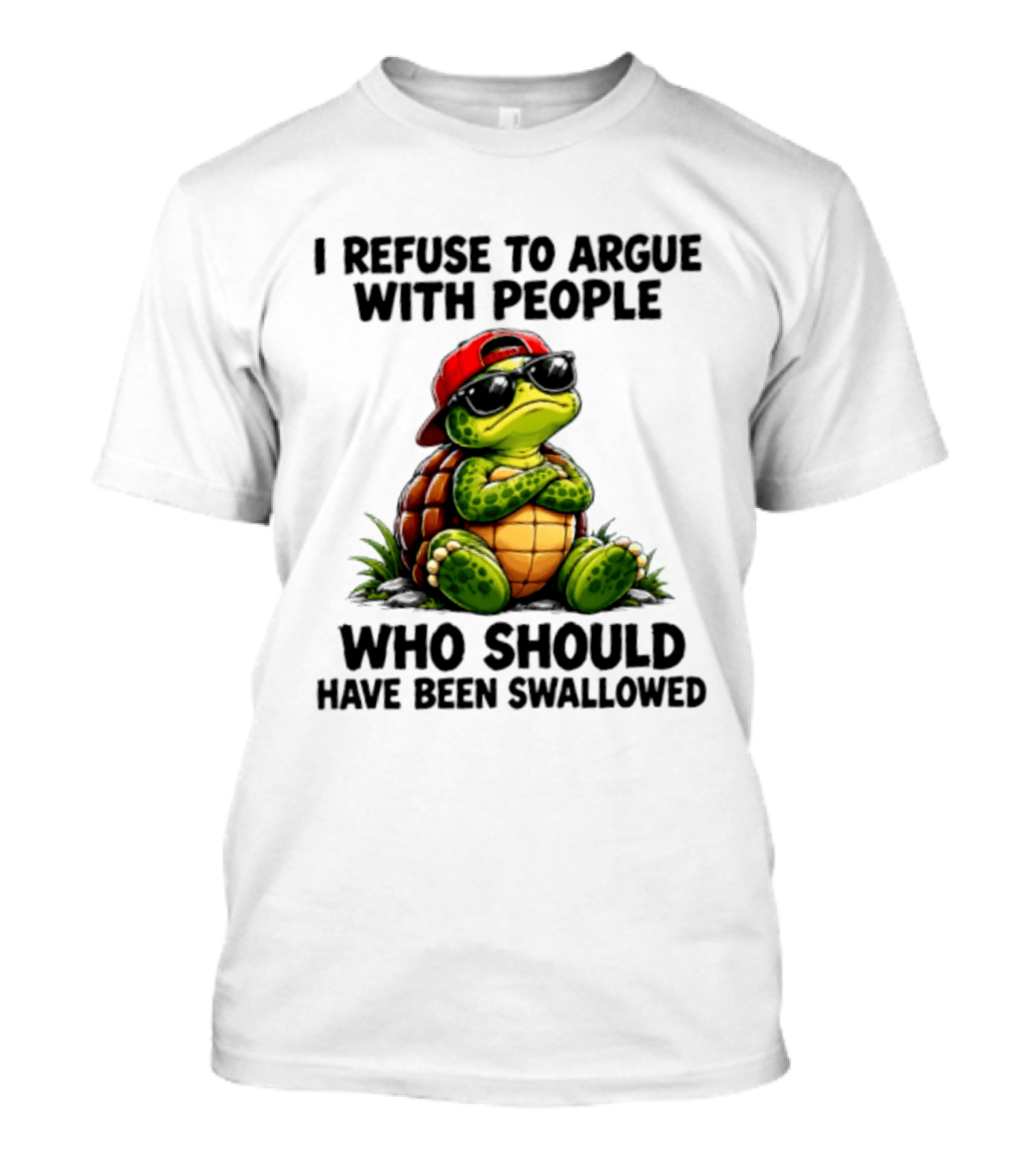 I Refuse To Argue Cool Turtle Red Hat Sunglasses Retro Fun T-Shirt