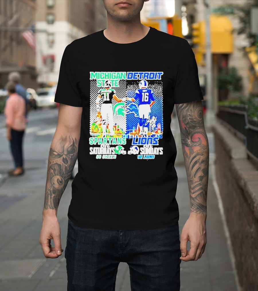 Michigan State Spartans Vs Detroit Lions Go Green Go Lions Football Showdown T-Shirt
