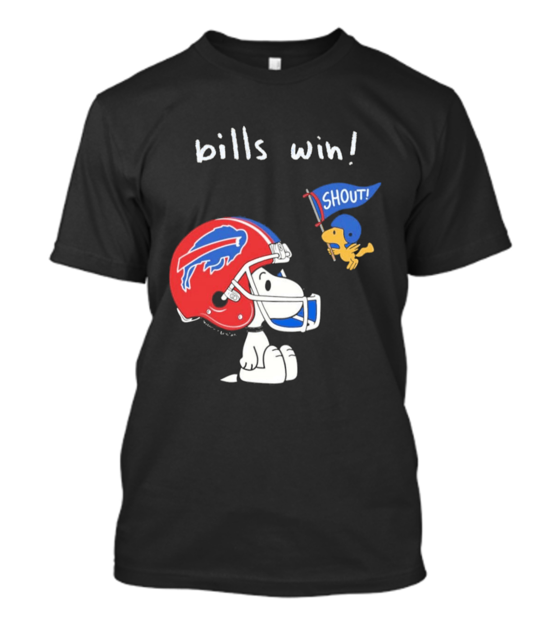 Snoopy Woodstock Buffalo Bills Win Shout Football T-Shirt
