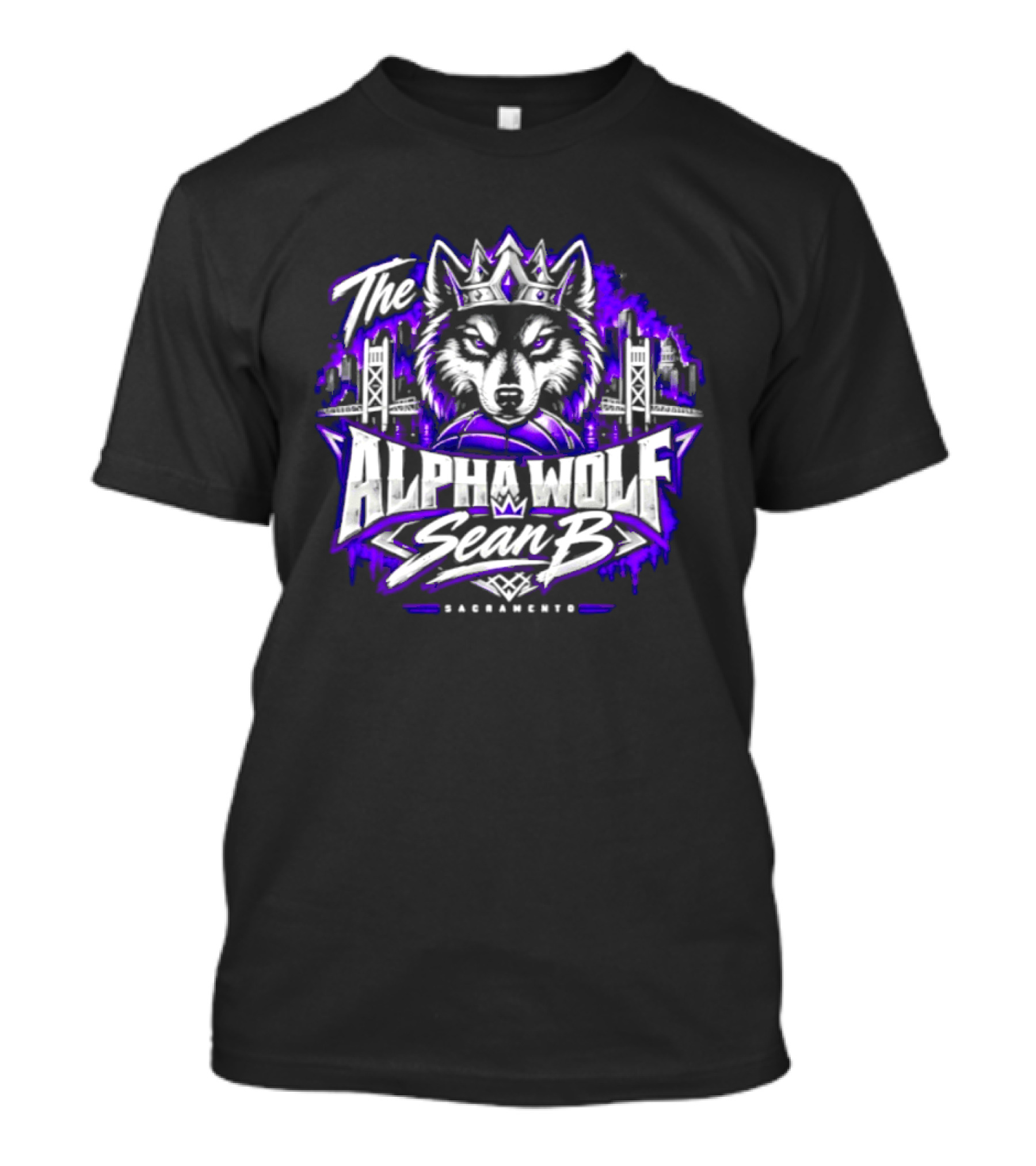 The Alpha Wolf Sean B Sacramento Skyline King's Crown Wolf T-Shirt