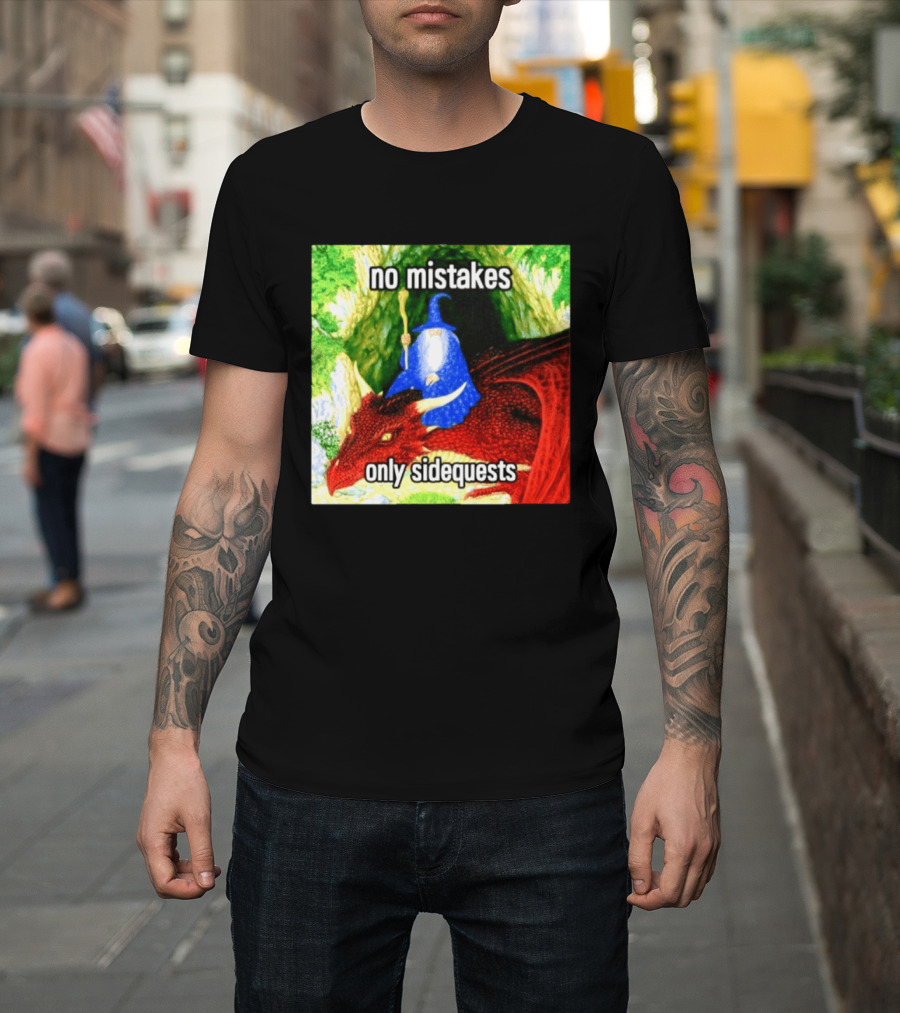 No Mistakes Only Side Quests Wizard And Dragon T-Shirt