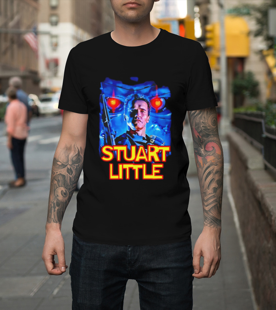 Stuart Little Arnold Schwarzenegger Parody Skynet Cyborg Fusion T-Shirt