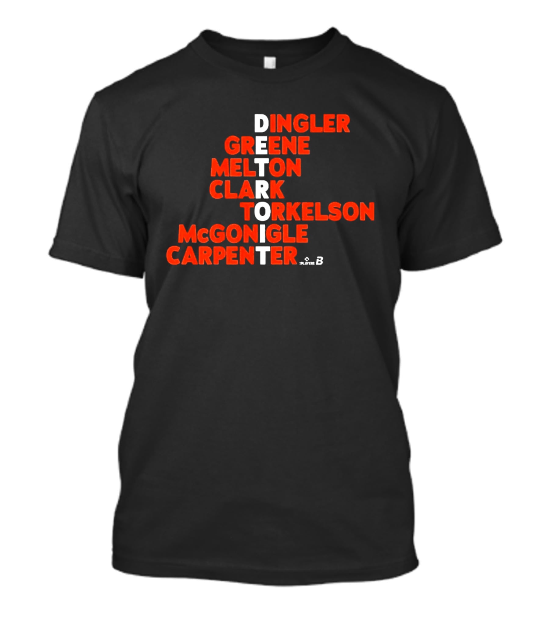 Detroit Baseball Players Names Dingler Greene Melton Clark Torkelson McGonigle Carpenter 2026 T-Shirt