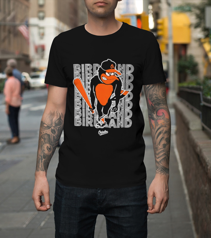 Birdland Baltimore Orioles Baseball Bat Bird T-Shirt
