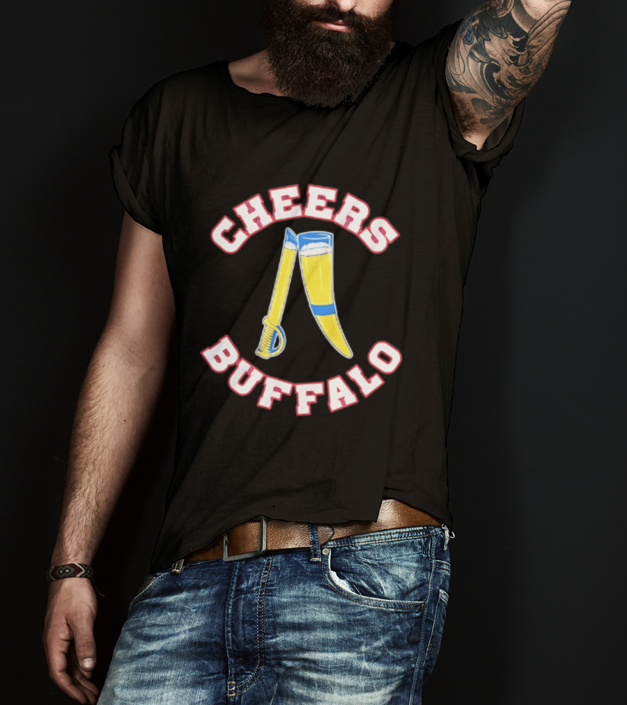 Cheers Buffalo Viking Drinking Horn And Saber T-Shirt