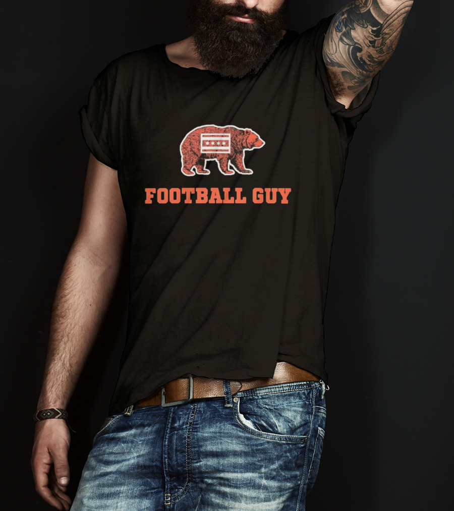 Chicago Bears Football Guy With Chicago Flag And Bear T-Shirt