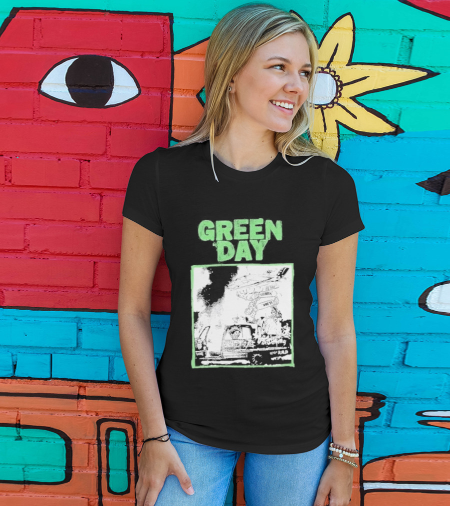 Green Day Riot Trio Vintage Sketch T-Shirt