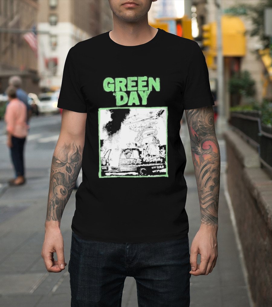 Green Day Riot Trio Vintage Sketch T-Shirt
