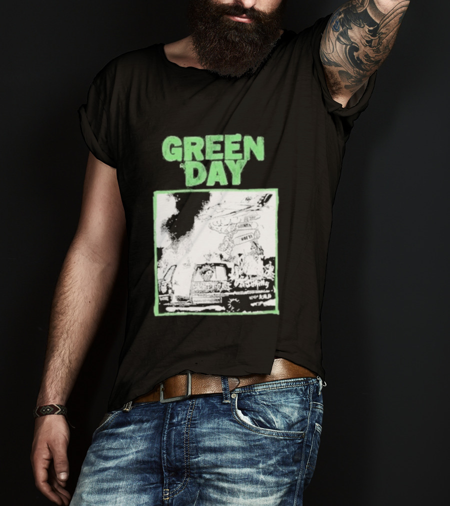 Green Day Riot Trio Vintage Sketch T-Shirt