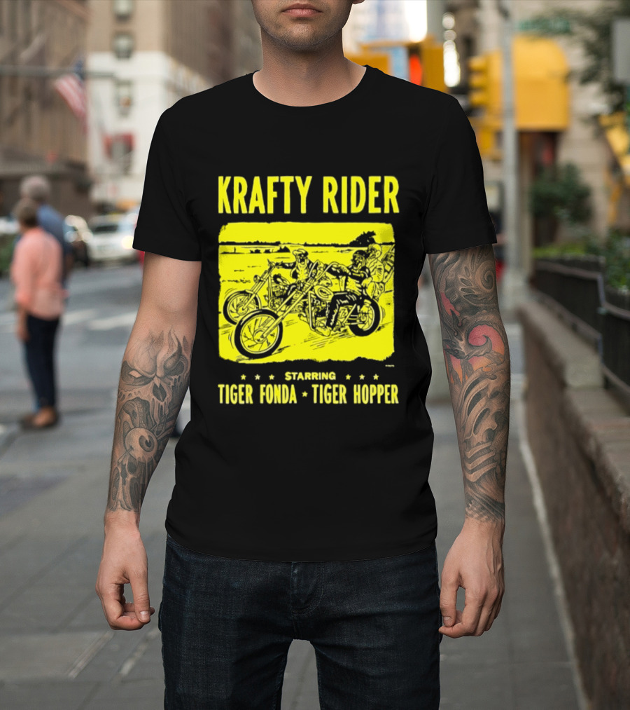 Krafty Rider Starring Tiger Fonda Tiger Hopper Vintage Motorcycle Adventure T-Shirt