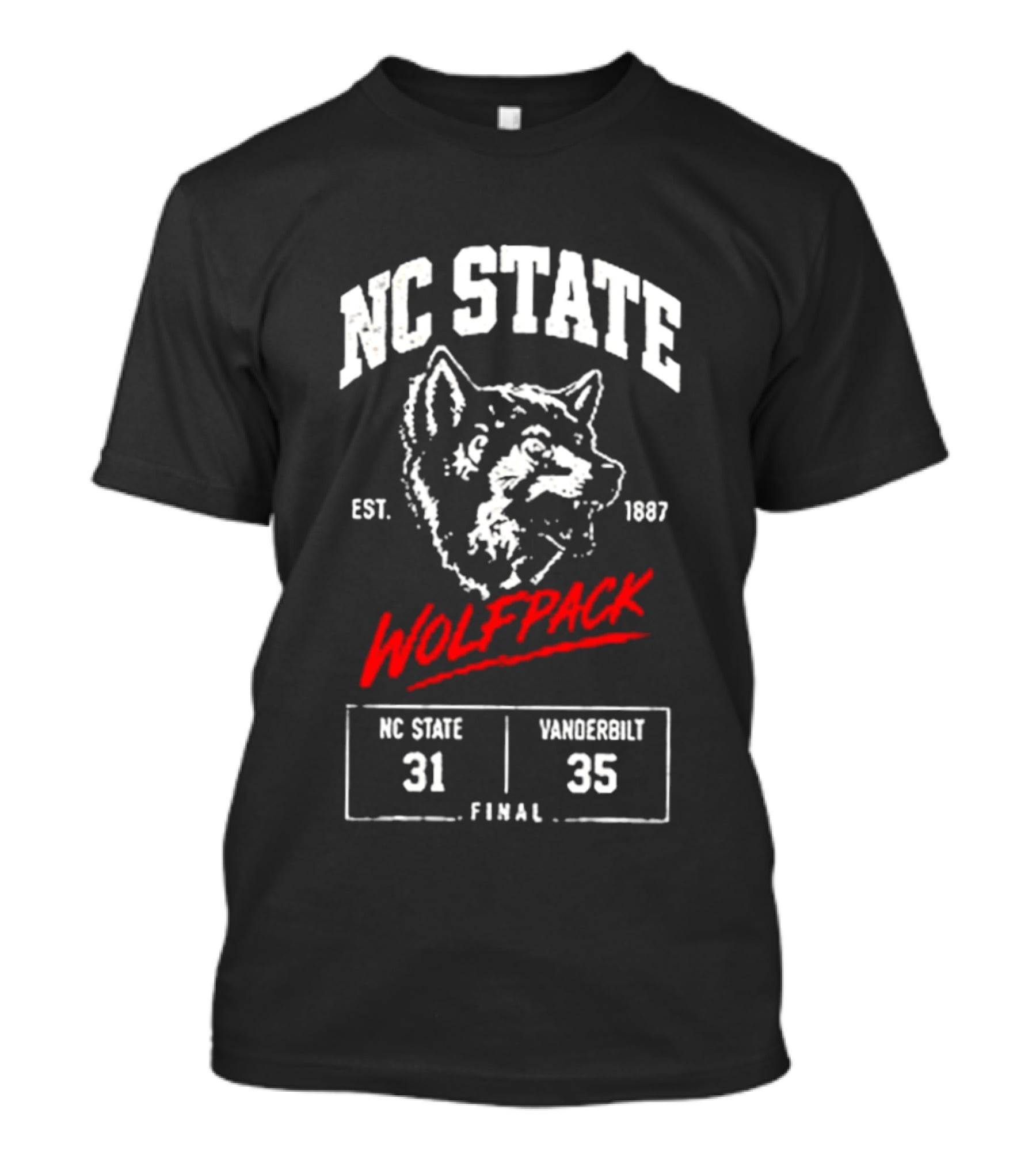 NC State Wolfpack Football Est 1887 Final Score 31 35 Vanderbilt T-Shirt