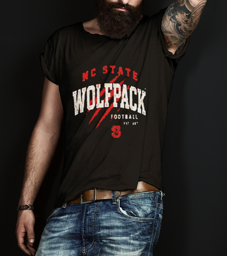 NC State Wolfpack Football Scratch Mark Est 89 T-Shirt
