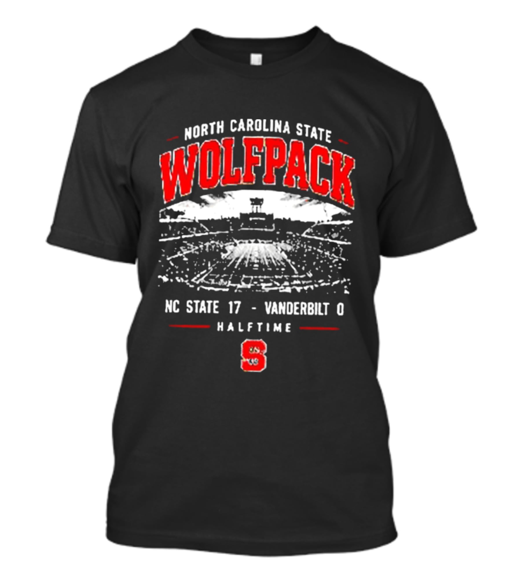 North Carolina State Wolfpack Stadium Halftime Score NC State 17 Vanderbilt 0 T-Shirt