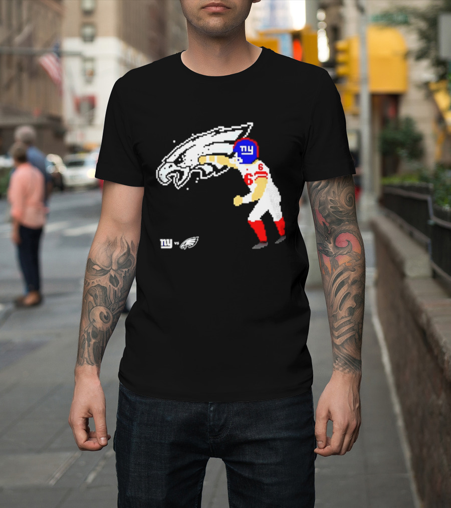 New York Giants Jaxson Dart Vs Philadelphia Eagles Retro Pixel T-Shirt