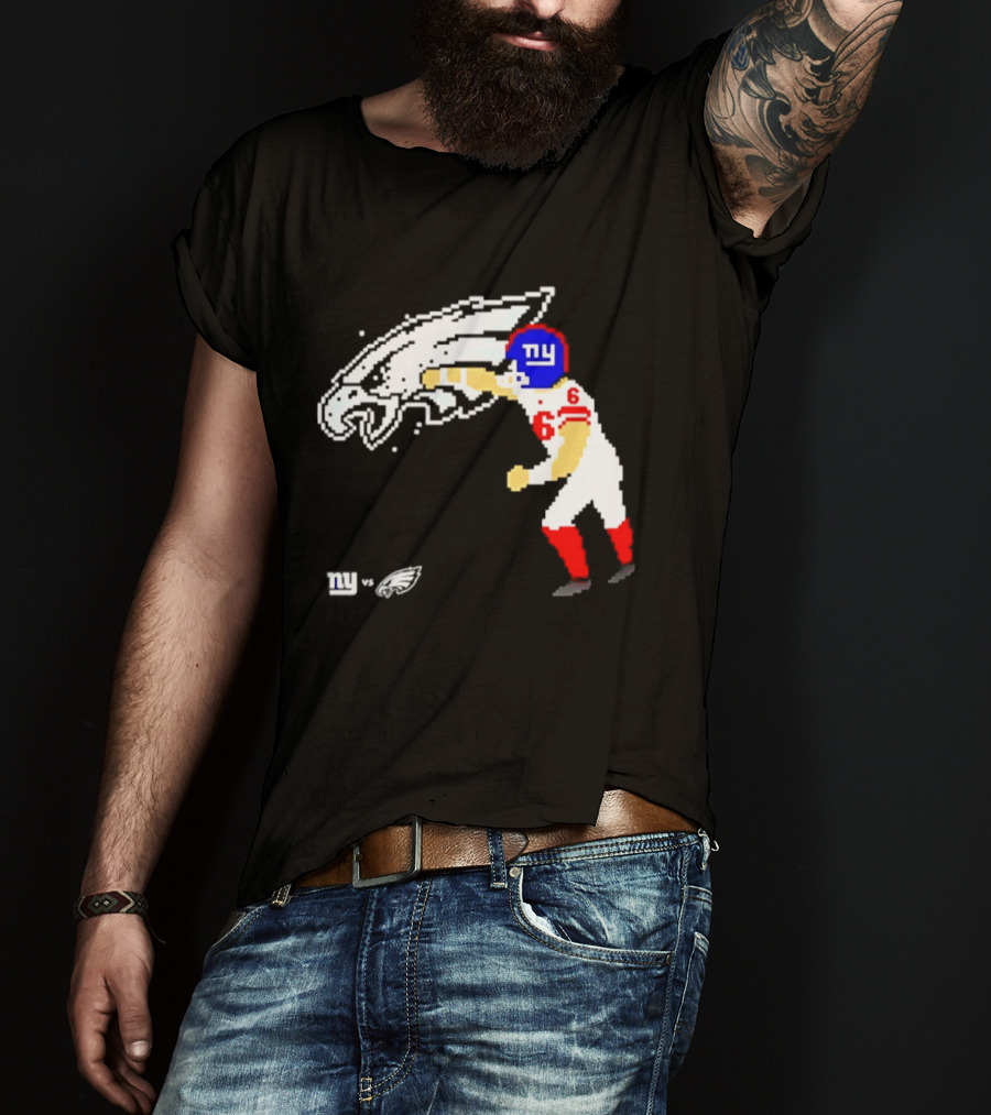 New York Giants Jaxson Dart Vs Philadelphia Eagles Retro Pixel T-Shirt