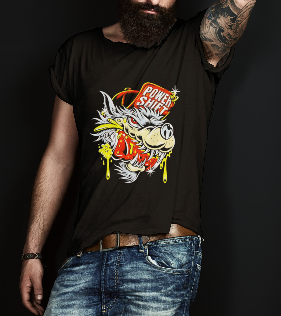 Power Shift Wolf Streetwear Urban Style Clothing T-Shirt