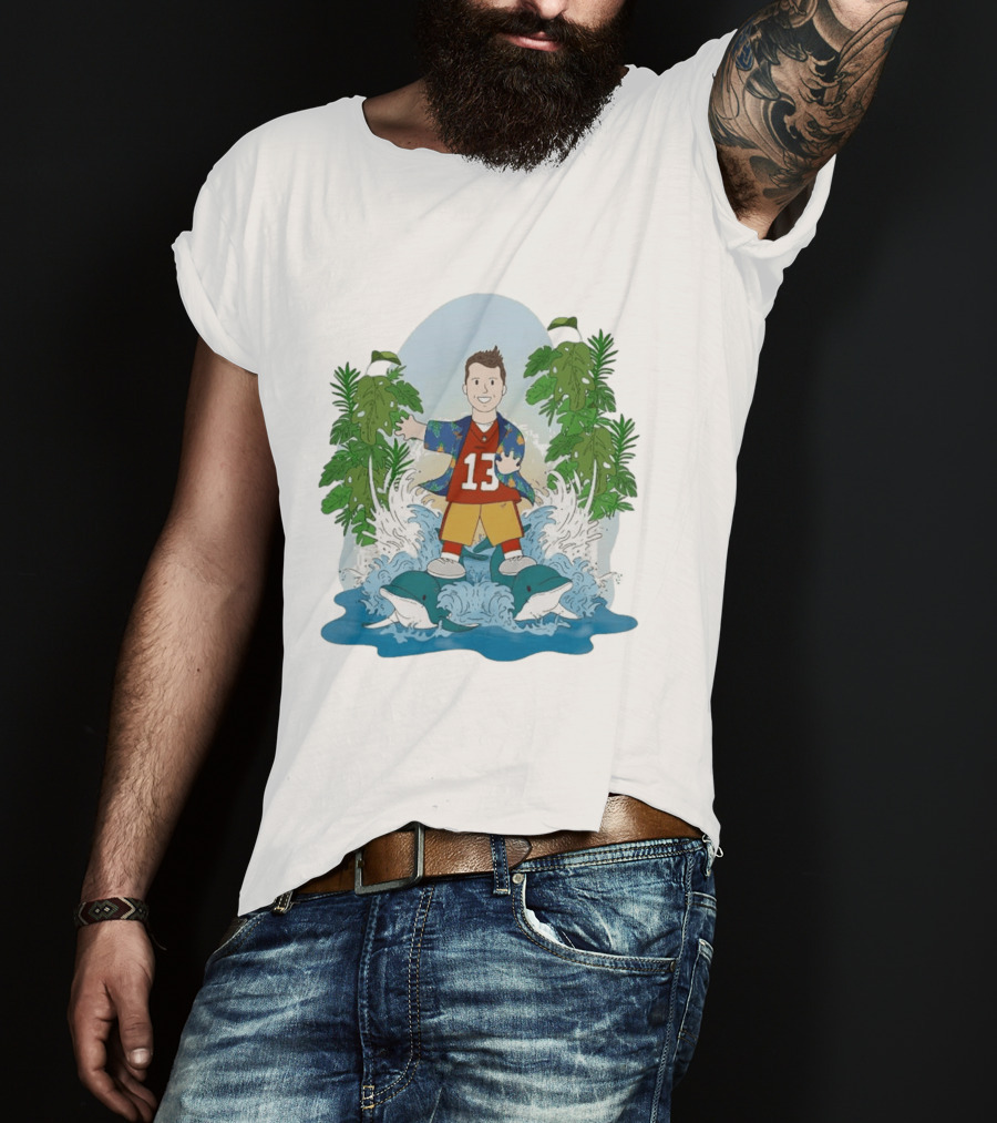 Brock Purdy 13 Surfing Dolphins Tropical Paradise Adventure T-Shirt