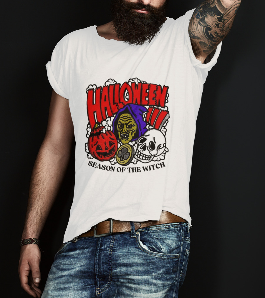 Halloween Season Of The Witch Pumpkin Skull T-Shirt