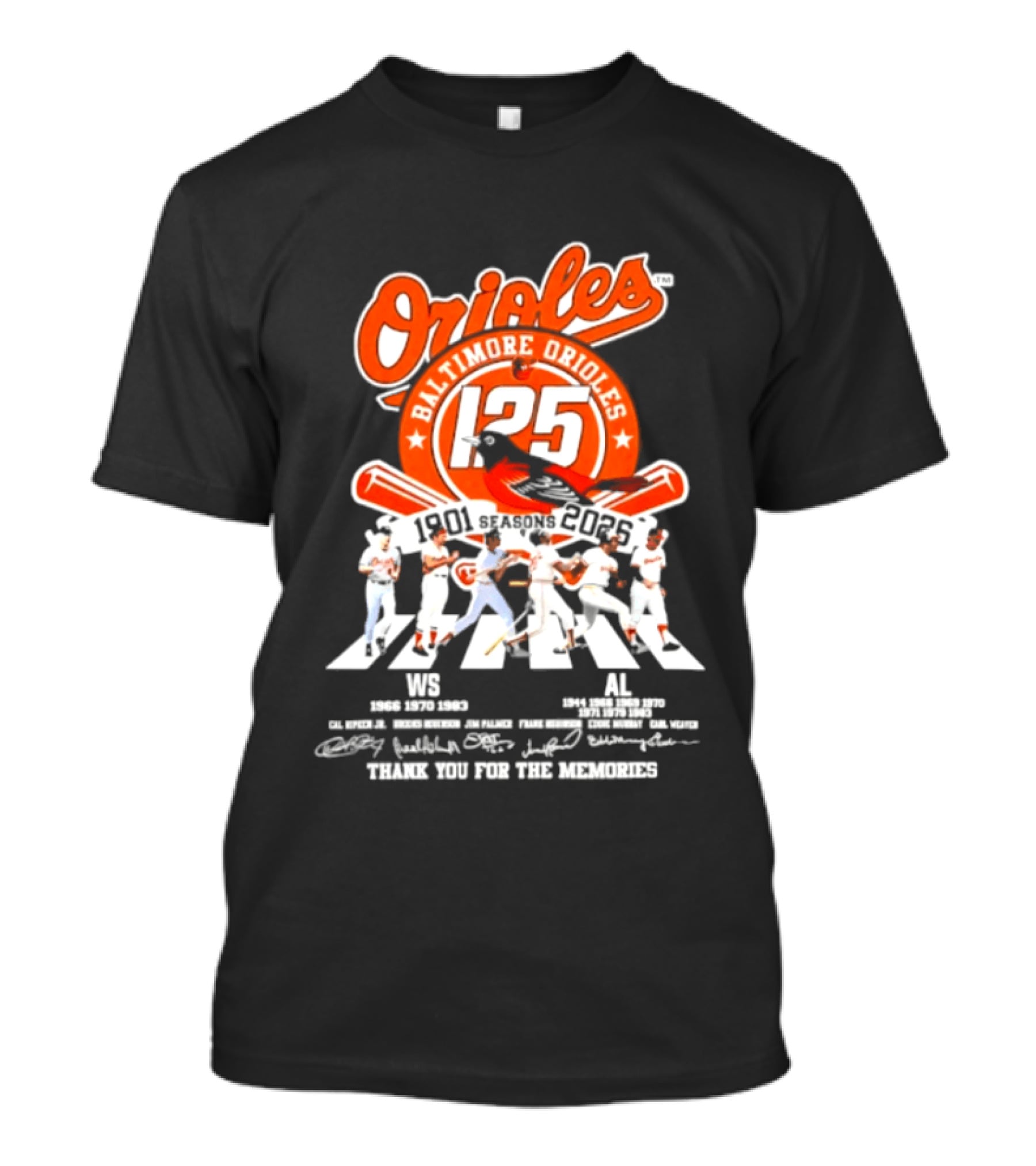 Baltimore Orioles 125 Seasons 1901 2025 Thank You For The Memories T-Shirt