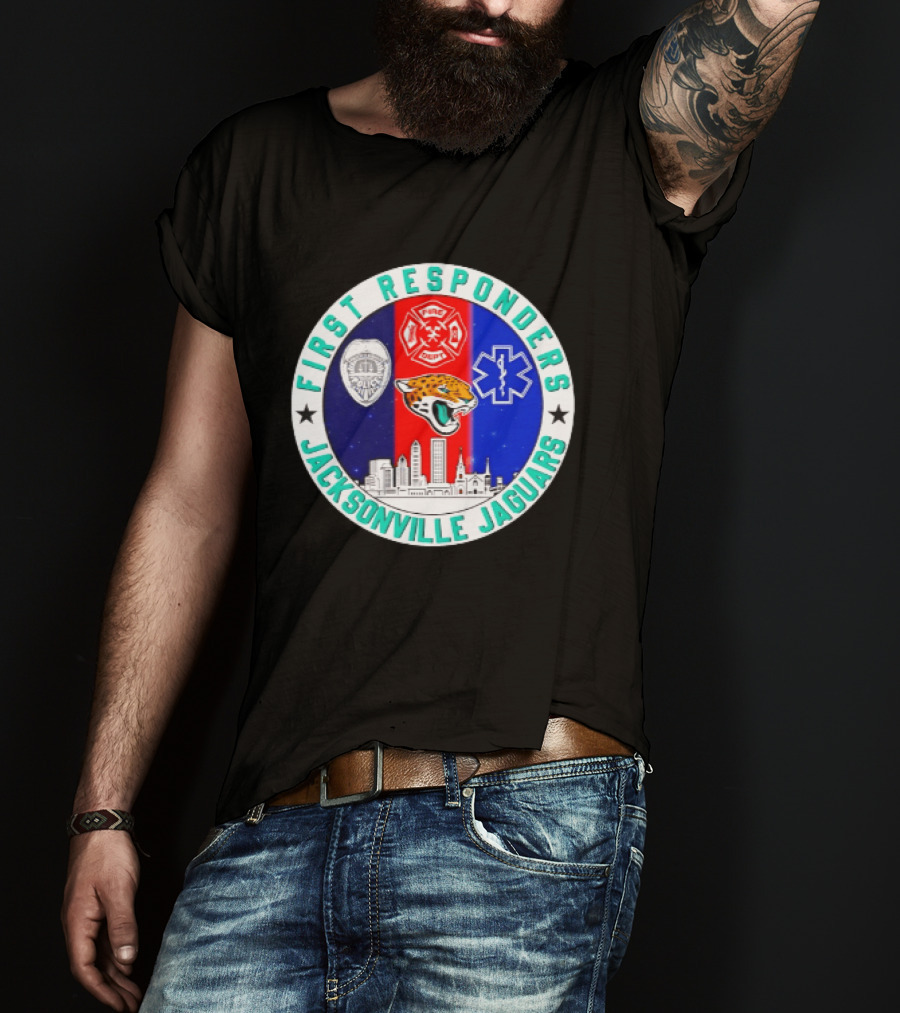 First Responders Jacksonville Jaguars Skyline Tribute 9.11 Memorial T-Shirt