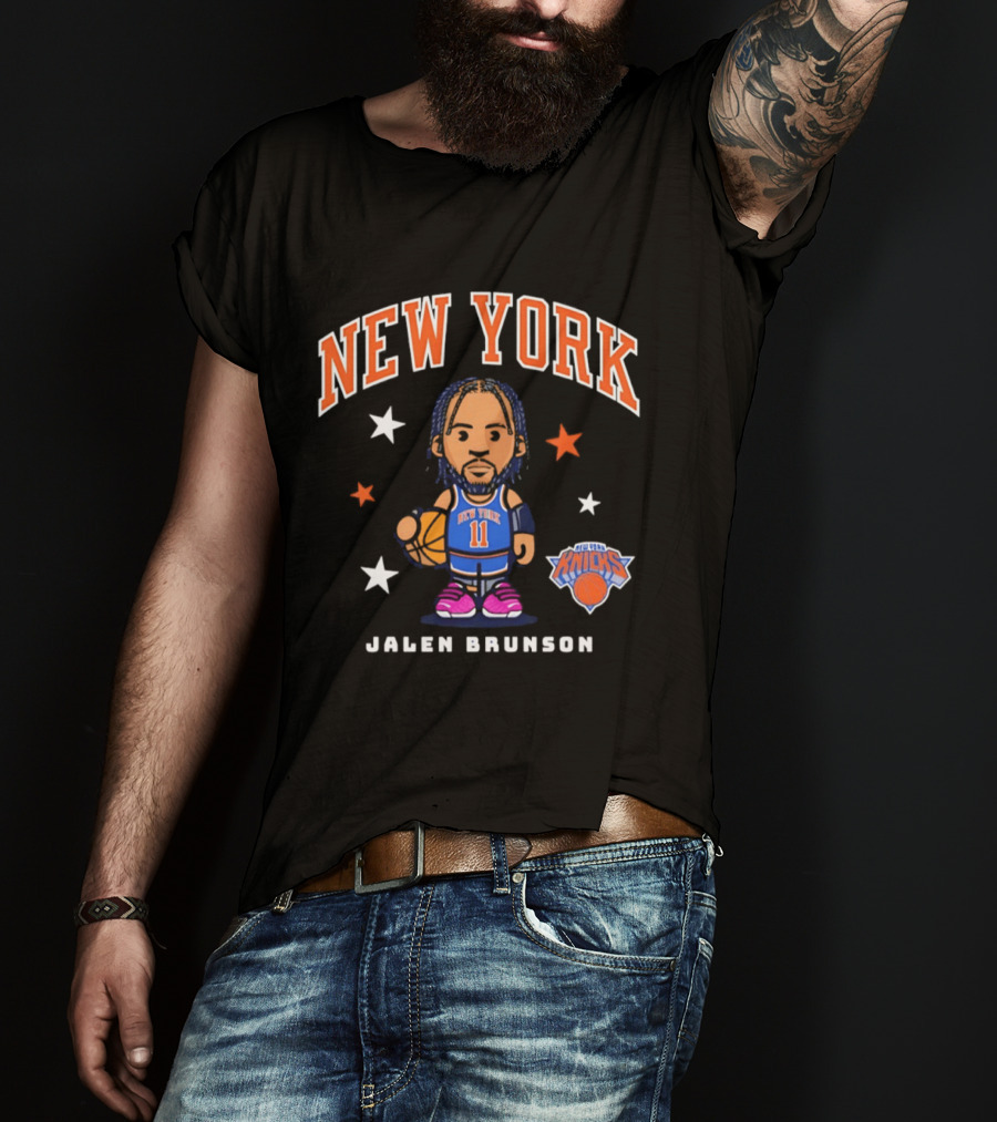 Jalen Brunson New York Knicks 11 Basketball Cartoon Stars T-Shirt