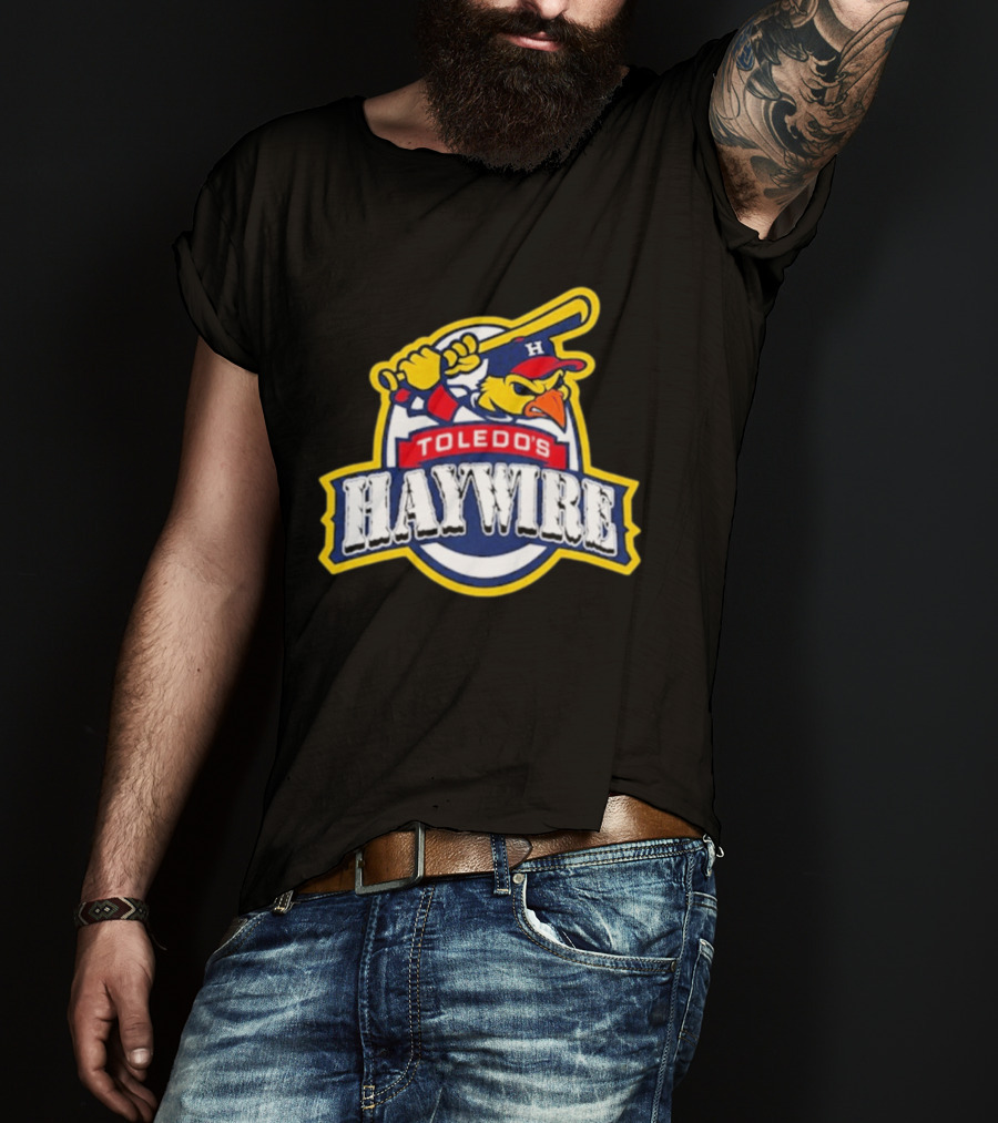 Toledo's Haywire Baseball Mascot With Bat And Cap H T-Shirt