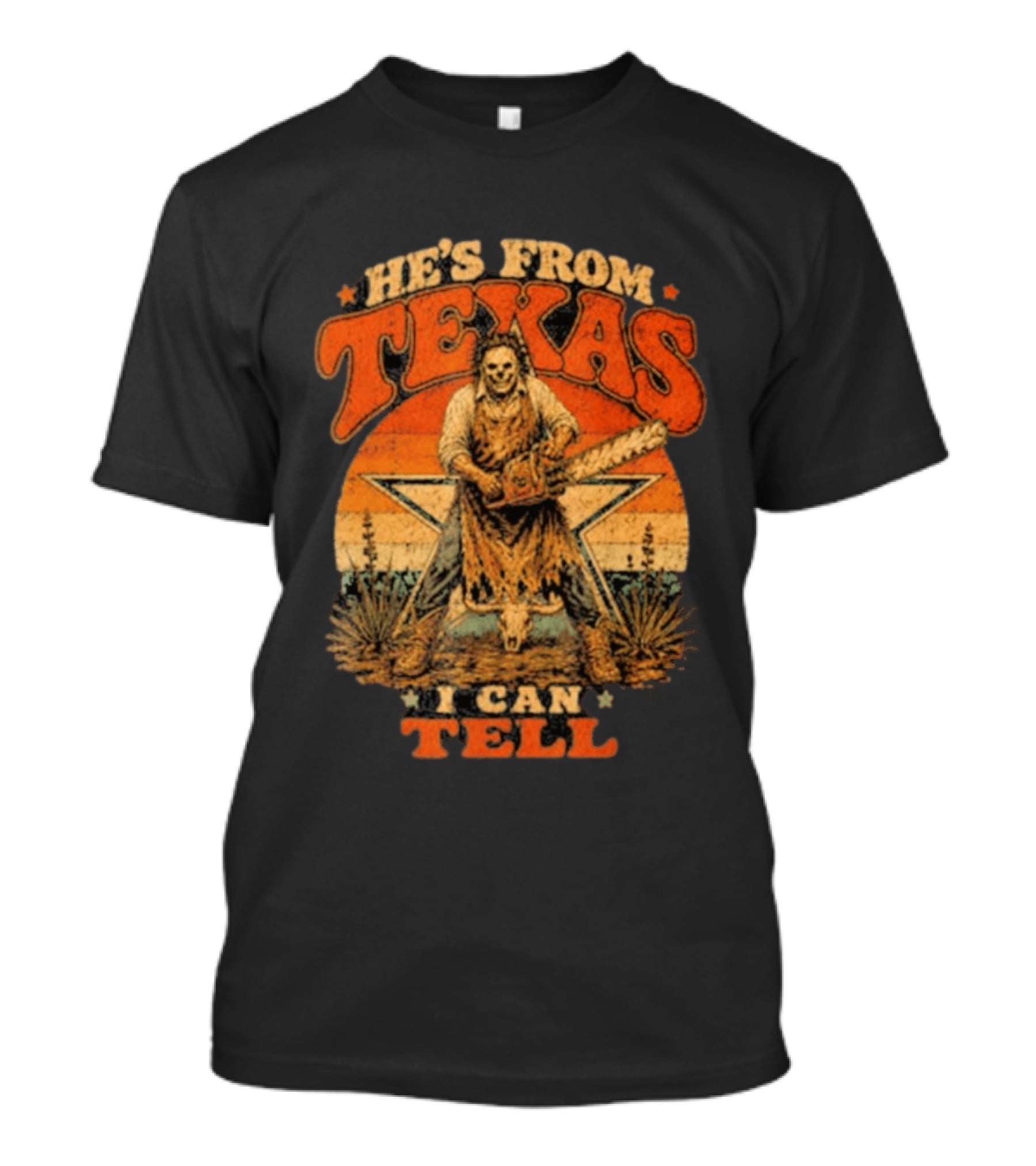 He's From Texas I Can Tell Chainsaw Horror Halloween T-Shirt