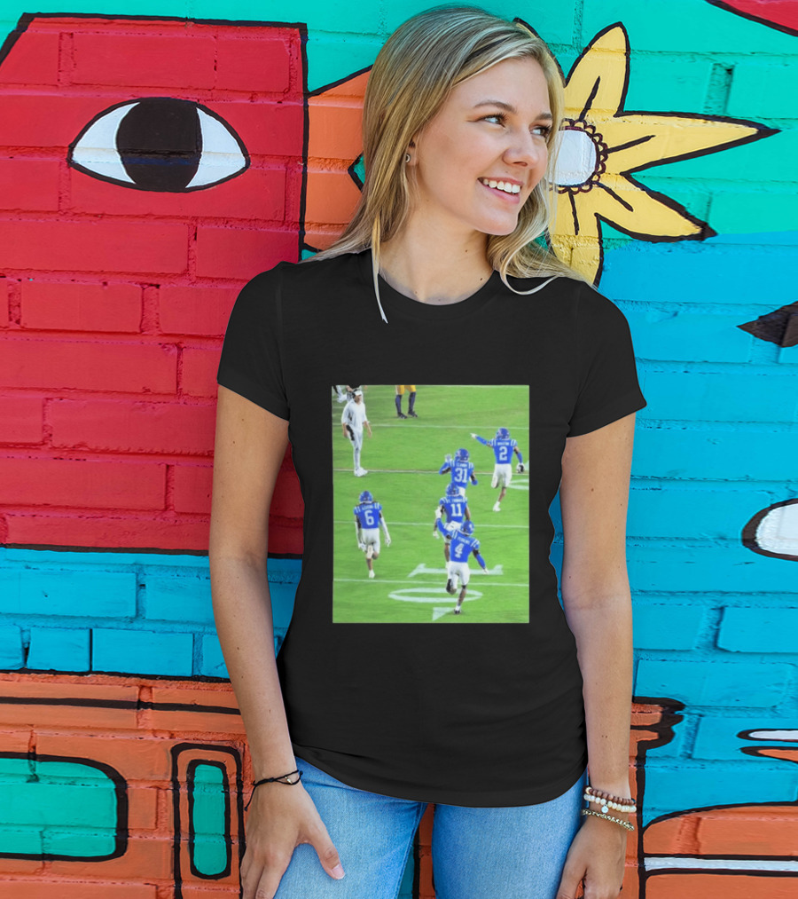Ole Miss Players Celebrating On Field With Coach Lane Kiffin T-Shirt