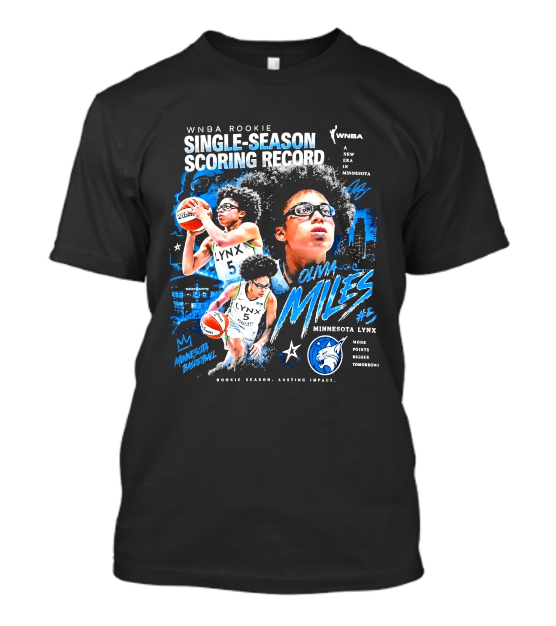 WNBA Rookie Olivia Miles Minnesota Lynx Single Season Scoring Record Impact T-Shirt