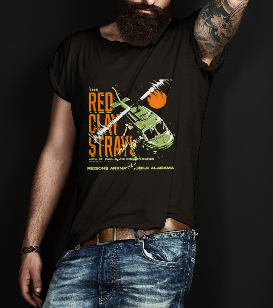 The Red Clay Strays With St. Paul & The Broken Bones Helicopter March 26 2027 Regions Arena Mobile Alabama T-Shirt